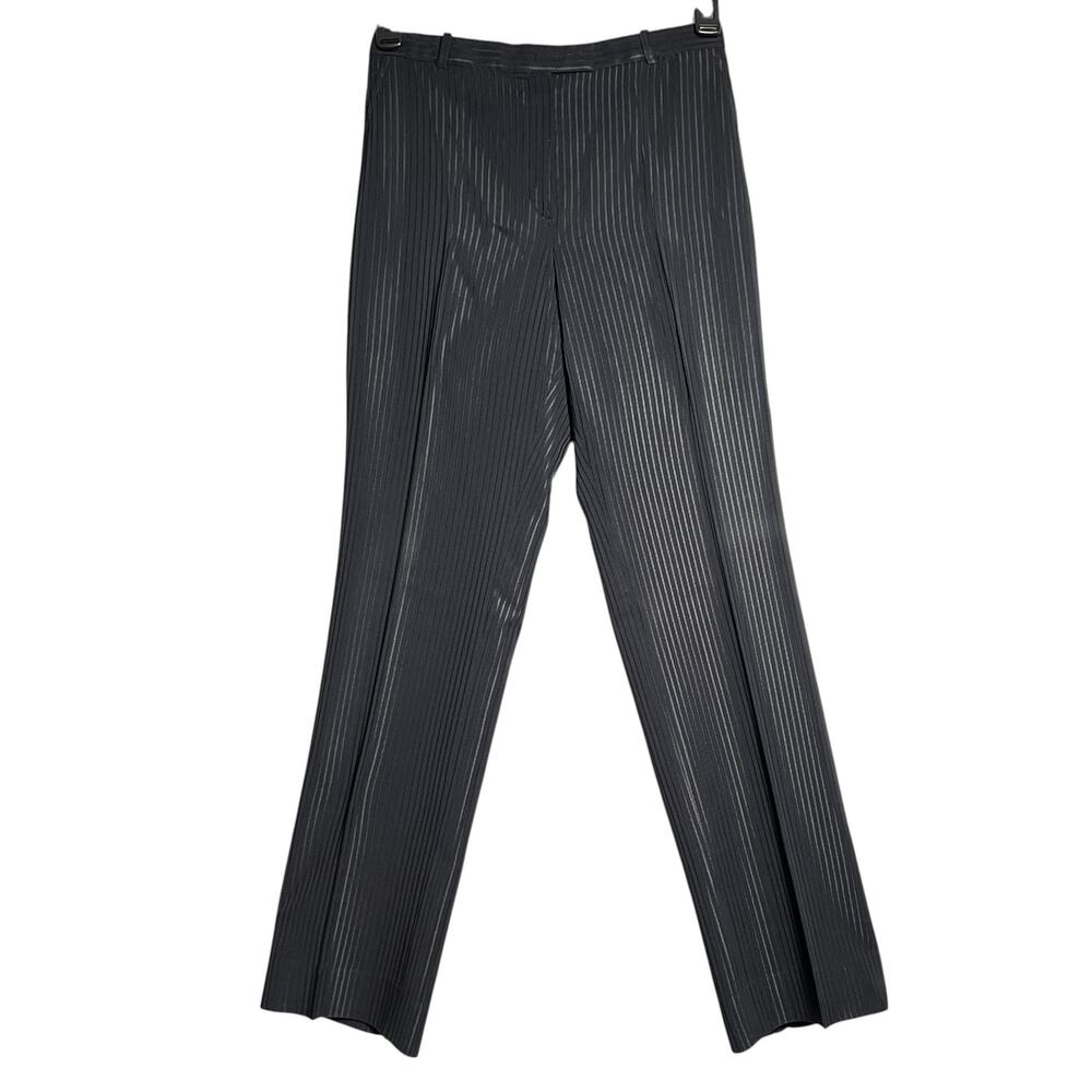 Armani Collezioni Pinstripe Dress Pants SIZE 6 Black Wool Blend Tailored Italy